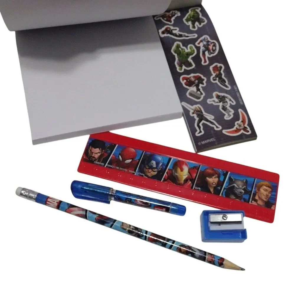 Marvel Avengers Soft Pencil Case School Supplies 8-pc Kit Sticker Book Notepad